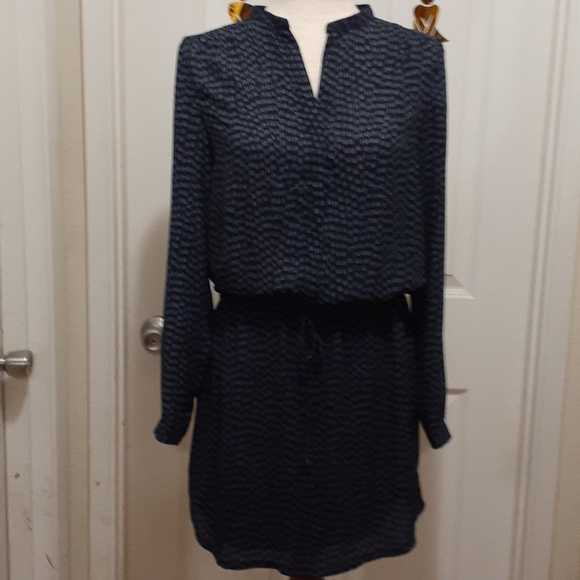 Navy Blue w/Light Blue Pattern-Light & Flowy Dress - Picture 1 of 5